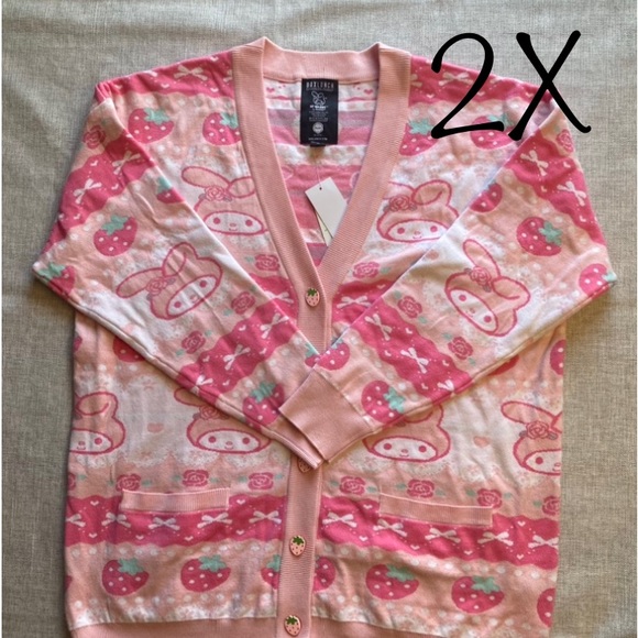 2X Sanrio My Melody Strawberry Patterned Cardigan - Picture 1 of 10